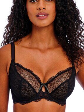 Freya Lingerie Freya Fancies Underwire Plunge Bra AA1011 Black 30 DDD NWOT